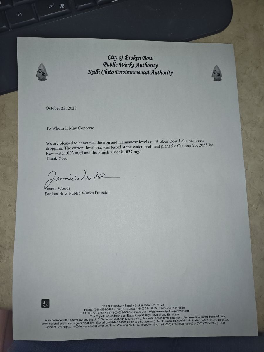 10/23/25 BBPWA Letter on Discolored Water