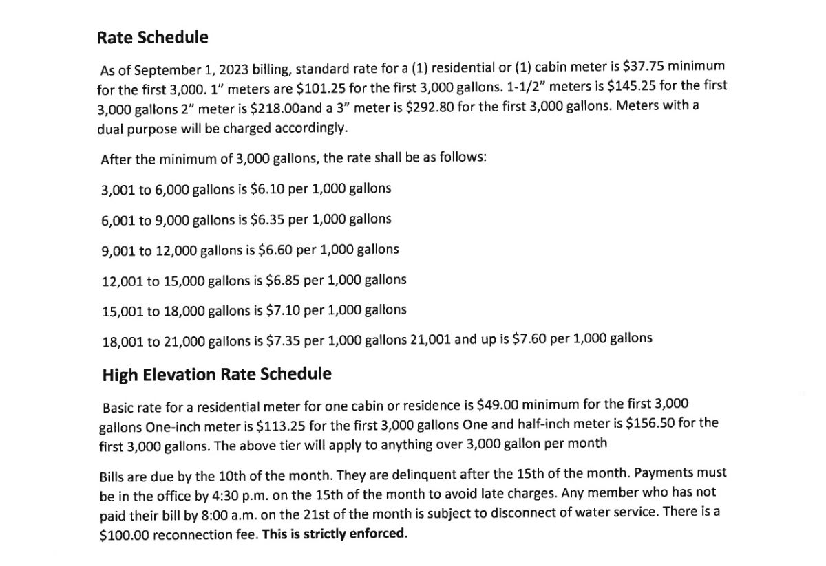 Current Rate Schedule